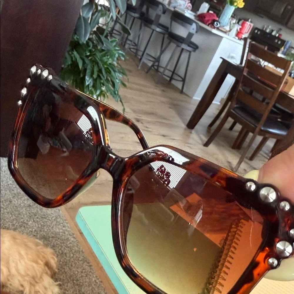 Steve Madden Tortoiseshell Sunglasses with Clear Gem Accents